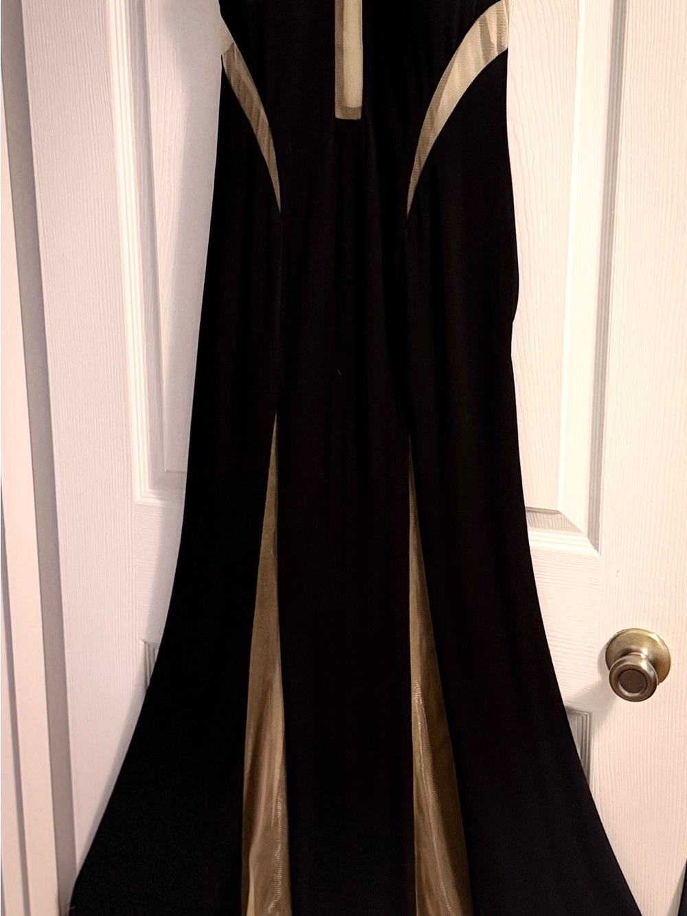 Black and Nude Mesh Evening Gown